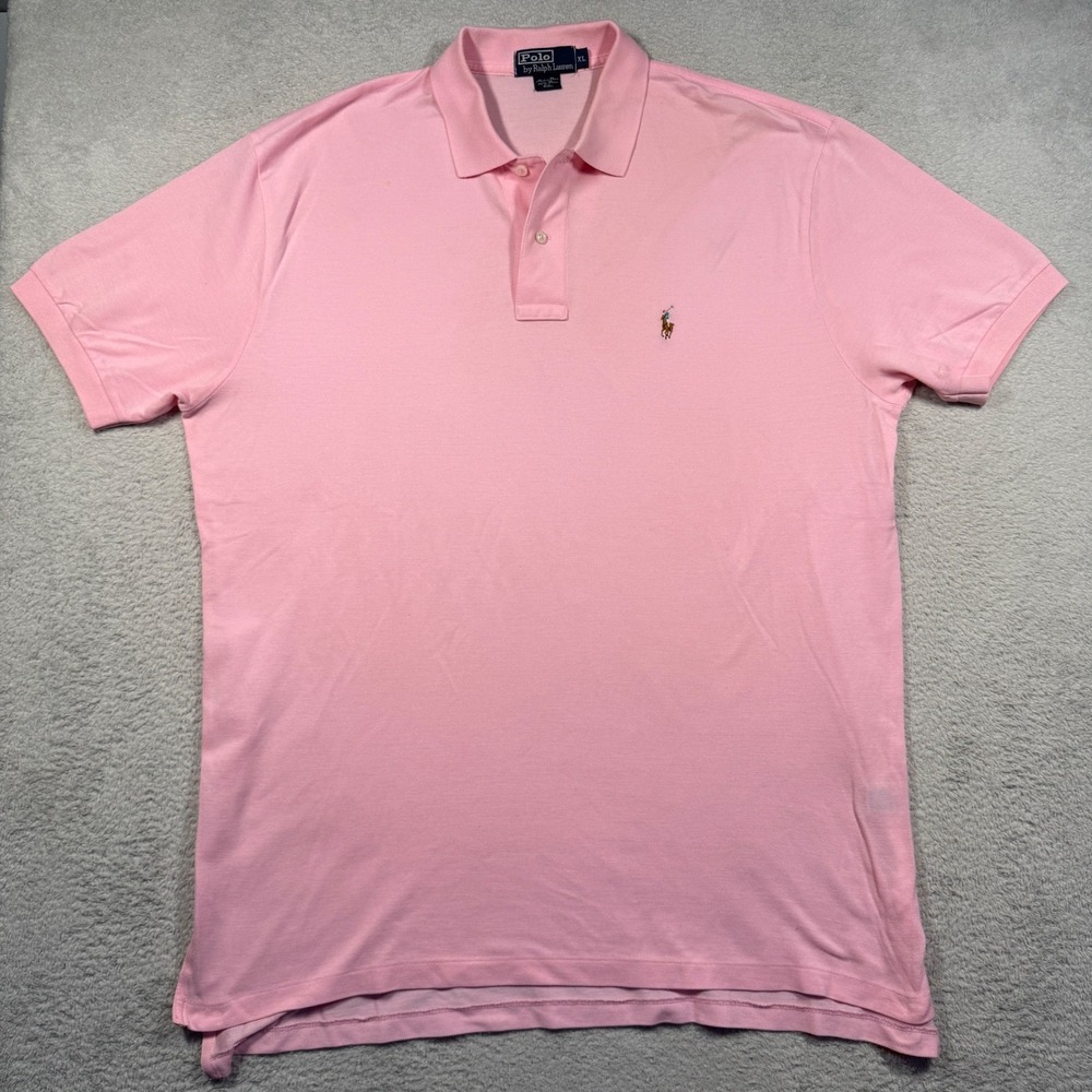 Polo Ralph Lauren Pima Cotton Mesh Short Sleeve Shirt Mens XL Pink Flesh Pony